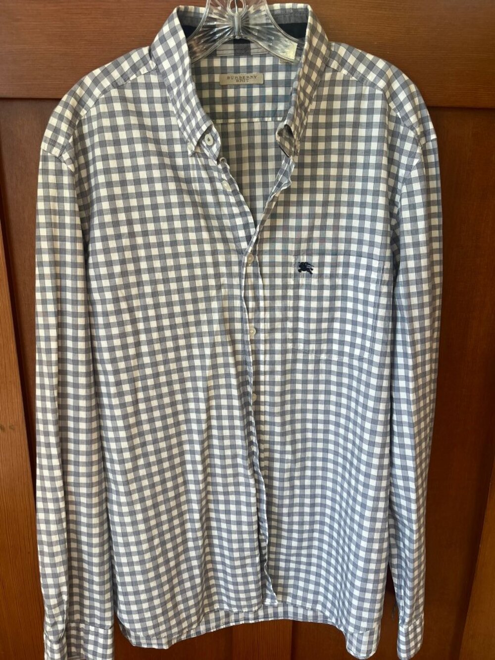 Burberry Men Office Casual Academia Preppy Business Checkered Shirt Size XXL-321